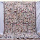 Vintage white Handmade Berber Wool Kilim carpet, multi-color decoration, Moroccan Style rug: 9x5,7ft