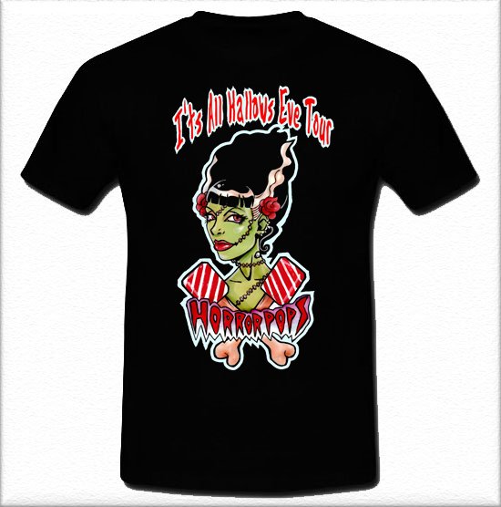 Horror Pops I'ts All Hollows Eve Tour Danish punk band T-shirt Tee Sz S M L XL 2XL