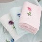 Embroidered Face Towel, 100% Cotton Towel with Floral Embroidery--HT-001