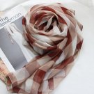brown and white checker pattern Chiffon Scarf, Handmade, retro style, beach, shawl--CHS-004