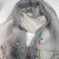 Embroidered with Floral, PinkSilk Scarf, Handmade Mulberry Silk Scarf--SS002
