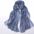 silk scarf,blue ruched,pure color,Handmade Mulberry Silk Scarf--SS008