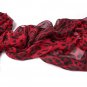 silk scarf with leopard print,red,Handmade Mulberry Silk Scarf--SS-009