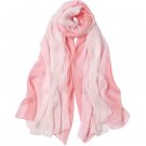 silk scarf, pink and white gradient,Handmade Mulberry Silk Scarf--SS-010