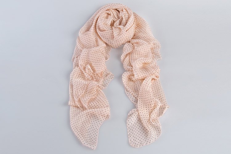 pink with brown dot print silk scarf,Handmade Mulberry Silk Scarf--SS-023
