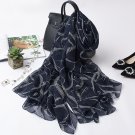 purplish blue with white dot print, silk scarf,Handmade Mulberry Silk Scarf--SS-025