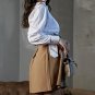 Spring Fashion V-neck Blouse with Pleated A-line Skirt