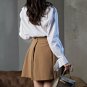 Spring Fashion V-neck Blouse with Pleated A-line Skirt