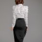 Fashion Spring Feathers Blouse with Tie Waist Split Skirt