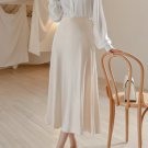 Modern Autumn Boat Neck Loosen Blouse with Long Skirt
