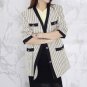 Korea Autumn New Buttons V-neck Plaids Tweed Coat