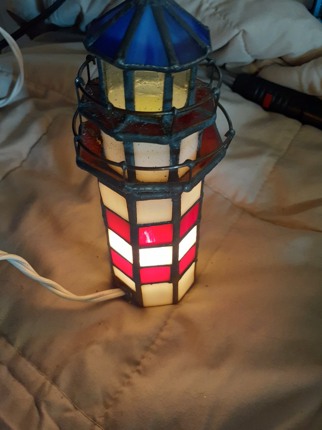 Stained Glass Lighthouse Hanging Art Decor Sun Catcher D.A. Glassco