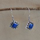 Lapis Lazuli Earrings,925 Sterling Silver,Lapis Blue Stone Earring Dangle Square shape Earring