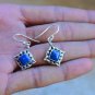 Lapis Lazuli Earrings,925 Sterling Silver,Lapis Blue Stone Earring Dangle Square shape Earring