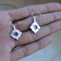 Lapis Lazuli Earrings,925 Sterling Silver,Lapis Blue Stone Earring Dangle Square shape Earring