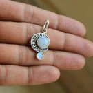 Artisan Moonstone Pendant Sterling Blue Flash Gemstone Moon Stone Pendant