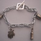Silver chain with wine Charms