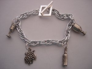 Silver chain with wine Charms