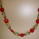 Red Bead/Gold toned Necklace