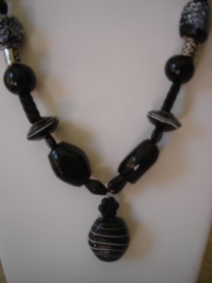 Chunky black stone necklace