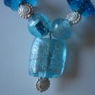 Chunky Blue Glass/Silver Necklace
