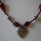 Heart Pendant with Red Jasper Gemstones