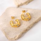 Fashion Trend Inlaid Zirconium C-shaped Stainless Steel Earrings For Women