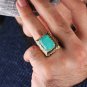 Man Paraiba Tourmaline Ring, Mens 925 Silver Handmade Ring, 925 Silver Man Ring
