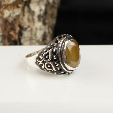 Yellow Sapphire Ring, Men 925 Silver Handmade Ring, 925 Silver Sapphire Man Ring