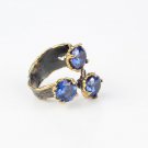 Triple Tanzanite Ring, Woman 925 Silver Ring, Handmade Silver Tanzanite Rings