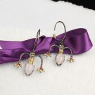 Women Earlobe Handmade Silver and Gold Rose Quartz Earring, Gemstone Earring