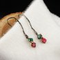 Women Handmade Silver Green and Red Jade Earring, Silver Earring, Gift Earring