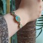 Turquoise Silver Wristband for Women , Art Deco Silver Wristband