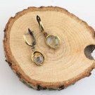 Women Oval Quartz Earring, Oval Handmade Silver Gold Plated Yellow Quartz
