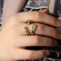 Dragon Yellow-White Zircon Gemstone Ring, Woman 925 Silver Ring, Flower & Dragon