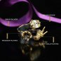 Dragon Yellow-White Zircon Gemstone Ring, Woman 925 Silver Ring, Flower & Dragon