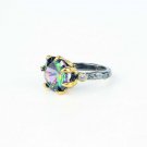 Handmade Womens Topaz Gemstone Ring Silver Adjustable mystic topaz Ring