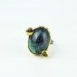 Rare Dark turqoiuse stone ring, unisex raw turquoise ring,