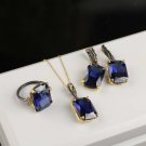 Rectangle Tanzanite Silver Jewelry Set Handmade Woman Silver Tanzanite Jewelry