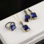 Rectangle Tanzanite Silver Jewelry Set Handmade Woman Silver Tanzanite Jewelry