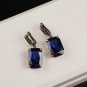 Rectangle Tanzanite Silver Jewelry Set Handmade Woman Silver Tanzanite Jewelry