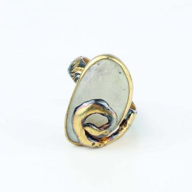 Raw Moonstone Handmade Womens Silver Ring, Woman 925 Moonstone Ring