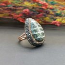 Handmade Womens Green Quartz Stone Ring, Woman 925 Silver Ring, Silver Handmade