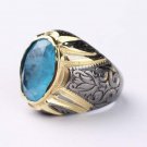 Oval Paraiba Tourmaline Ring, Mens 925 Silver Gold Plated Handmade Ring