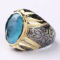 Oval Paraiba Tourmaline Ring, Mens 925 Silver Gold Plated Handmade Ring