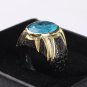 Oval Paraiba Tourmaline Ring, Mens 925 Silver Gold Plated Handmade Ring