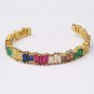 Woman Baget Zircon Rainbow 925 Silver Cuff Bracelet, Rainbow Gold plated