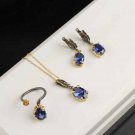 Oval cut Tanzanite Flower Silver Jewelry Set, Woman Silver Jewelry Set