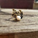 Baroque Pearl Ring for women,  birthday gift wife, Black branch ring
