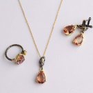 Flower Drop Shaped Zultanite Jewelry Set Handmade Woman Silver Zultanite Jewelry